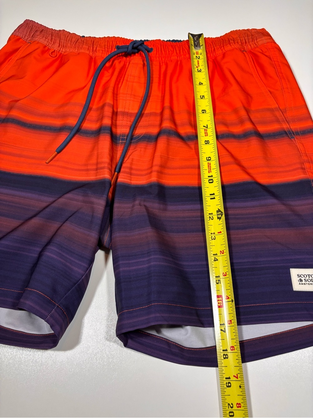 Scotch & Soda Swim Trunks Orange Stripe Size Medium - Picture 7 of 8